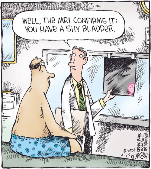 "Well, the MRI confirms it: you have a shy bladder."