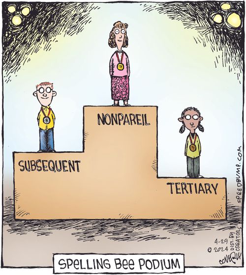 "Spelling bee podium"
