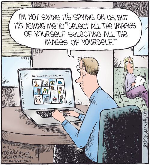"I'm not saying it's spying on us, but it's asking me to 'select all the images of yourself selecting all the images of yourself.'"