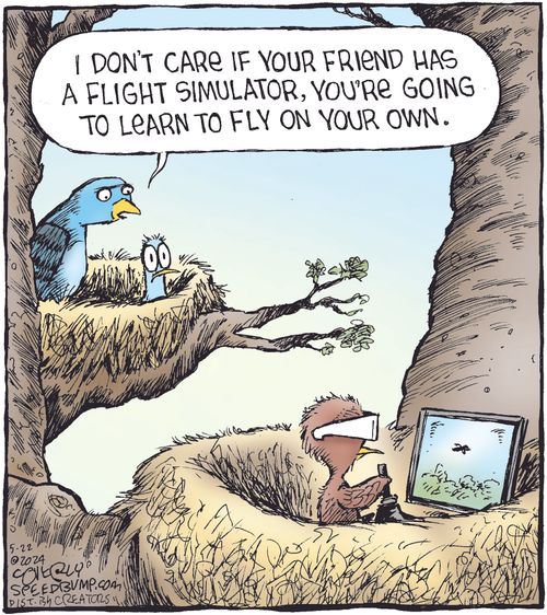 "I don't care if your friend has a flight simulator, you're going to learn to fly on your own."