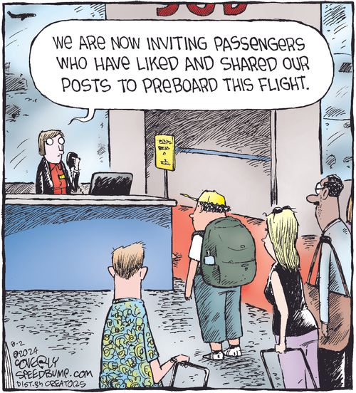"We are now inviting passengers who have liked and shared our posts to preboard this flight."