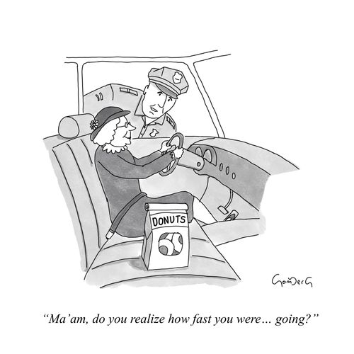 "Ma'am, do you realize how fast you were... going?"