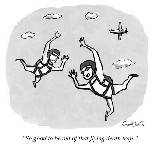 "So good to be out of that flying death trap."