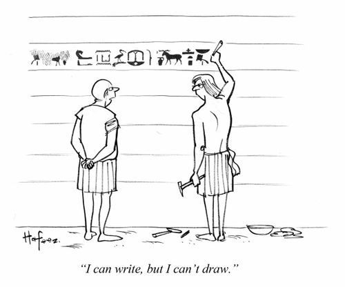 "I can write, but I can't draw."