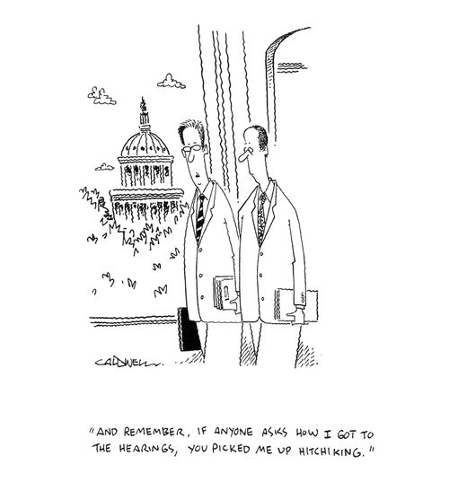 "And remember, if anyone asks how I got to the hearings, you picked me up hitchhiking."