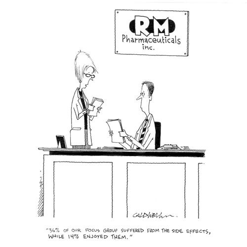 "36% of our focus group suffered from the side effects, while 14% enjoyed them."