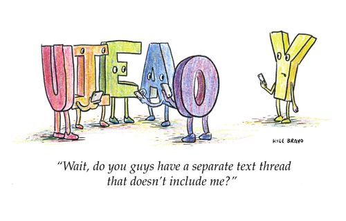 "Wait, do you guys have a separate text thread that doesn't include me?"