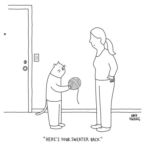 "Here's your sweater back."