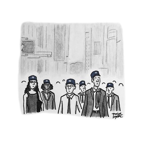 New Yorkers wear Yankee hats.
