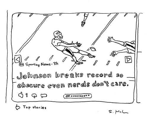 "Johnson breaks record so obscure even nerds don't care."