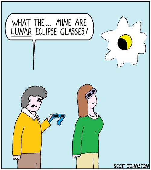 "What the... mine are lunar eclipse glasses!"