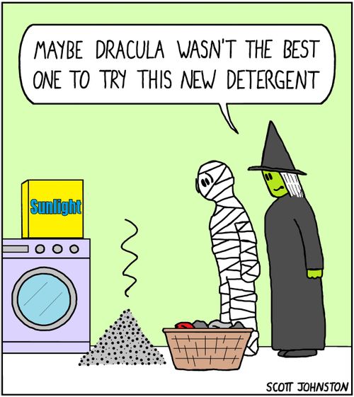 "Maybe Dracula wasn't the best one to try this new detergent."