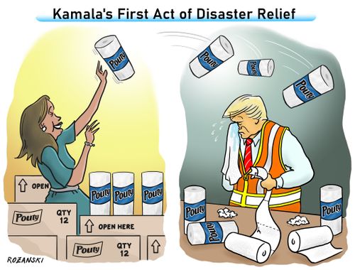 "Kamala's first act of disaster relief"