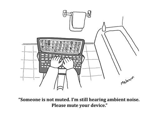 “Someone is not muted. I'm still hearing ambient noise. Please mute your device.”