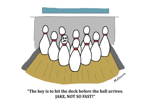 "The key is to hit the deck before the ball arrives. Jake, not so fast!"