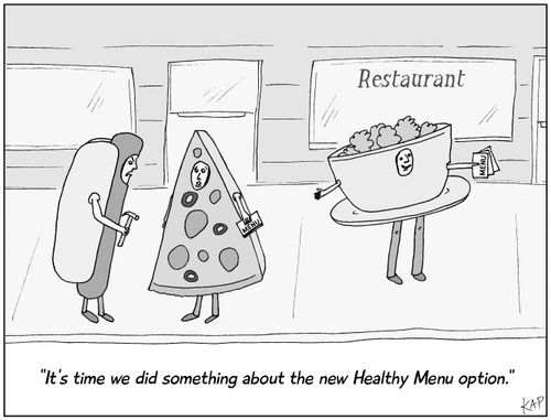 "It's time we did something about the new Healthy Menu option."
