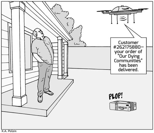 "Customer #262175880—your order of 'Our Dying Communities' has been delivered."