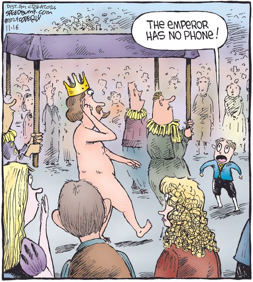 "The emperor has no phone!"