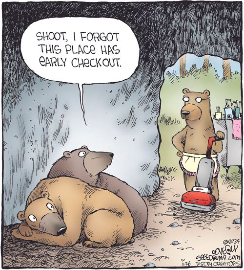 "Shoot, I forgot this place has early checkout."