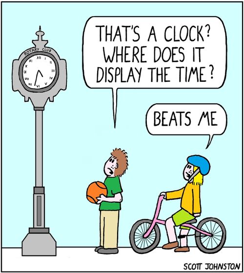 "That's a clock? Where does it display the time?"