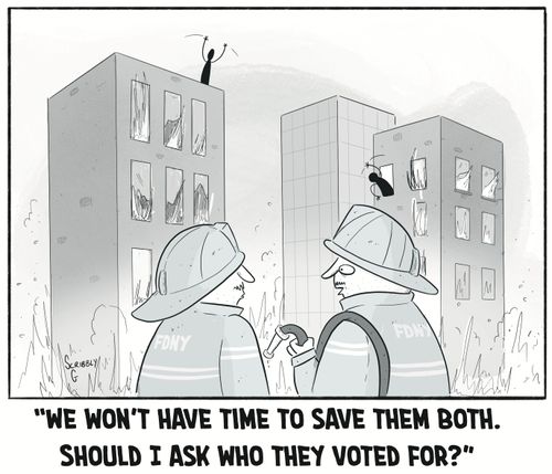 "We won't have time to save them both. Should I ask who they voted for?"