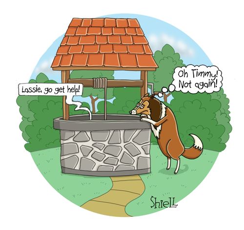 "Lassie, go get help!" "Oh Timmy! Not again!"