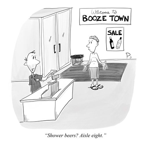 "Shower beers? Aisle eight."