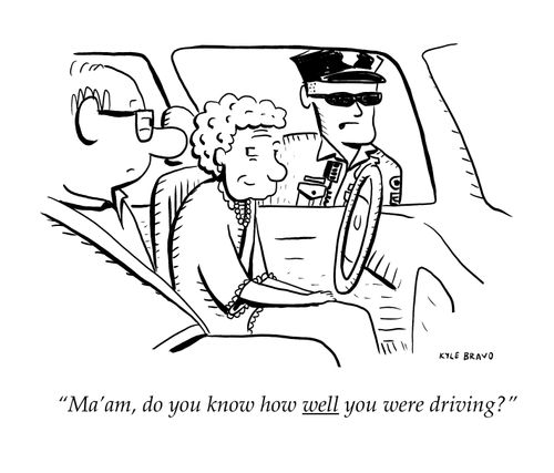 "Ma'am, do you know how well you were driving?"