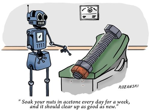 "Soak your nuts in acetone every day for a week, and it should clear up as good as new."