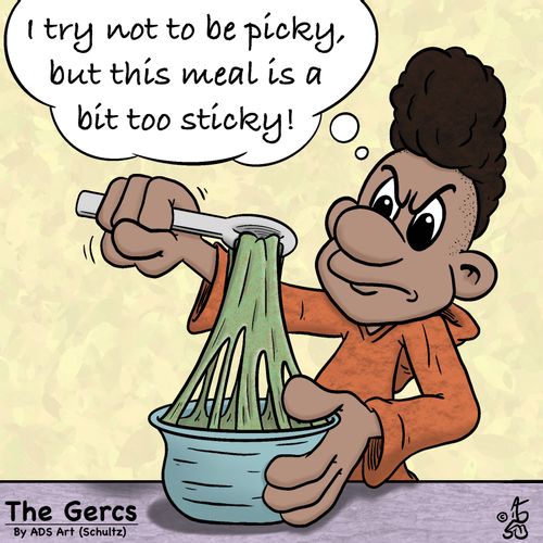 "I try not to be picky, but this meal is a bit too sticky!"