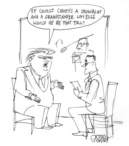 "Of course Comey's a showboat and a grandstander. Why else would he be that tall?"