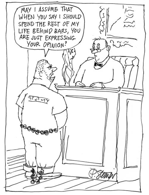 "May I assume that when you say I should spend the rest of my life behind bars, you are just expressing your opinion?"