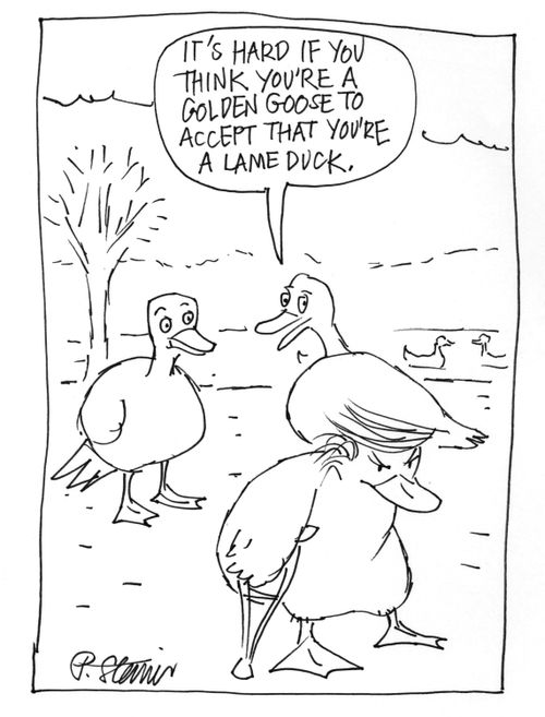 "It's hard if you think you're a golden goose to accept that you're a lame duck."