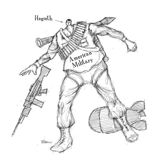 Pete Hegseth Military Caricature