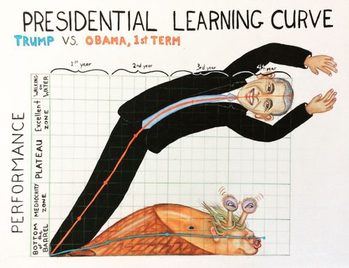 Presidential Learning Curve: Trump vs. Obama, 1st Term.