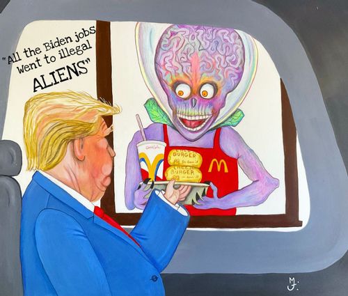 "All the Biden jobs went to illegal ALIENS."