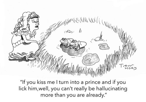 "If you kiss me I turn into a prince and if you lick him, well, you can’t really be hallucinating more than you are already."
