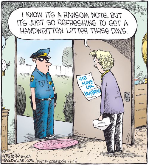"I know it's a ransom note, but it's just so refreshing to get a handwritten letter these days."