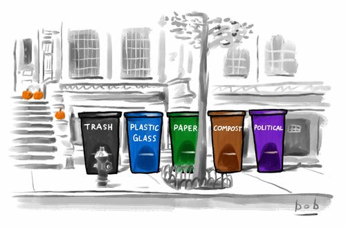 Trash/Plastic-Glass/Paper/Compost/Poliical