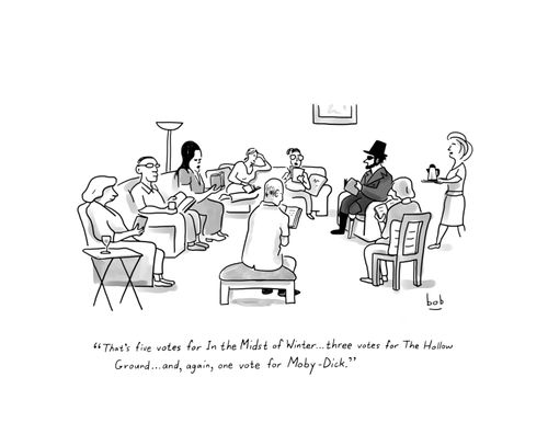 "That's five votes for In The Midst of Winter....three votes for The Hollow Ground....and, again, one vote for Moby-Dick."