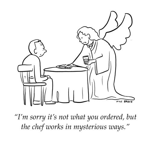"I'm sorry it's not what you ordered, but the chef works in mysterious ways."