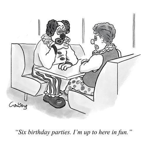 "Six birthday parties. I’m up to here in fun."