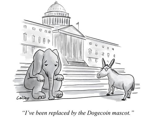 "I’ve been replaced by the Dogecoin mascot."