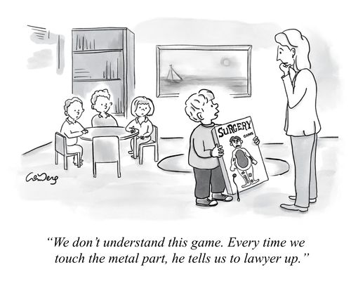 "We don’t understand this game. Every time we touch the metal part, he tells us to lawyer up."