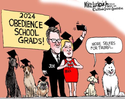 "2024 obedience school grads!"   "More selfies for Trump..."