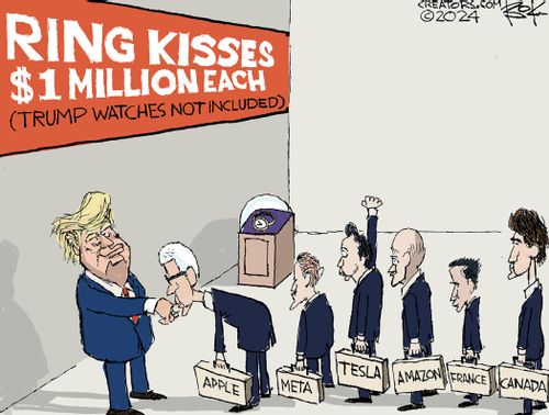 "Ring kisses $1 million each (Trump watches not included)"