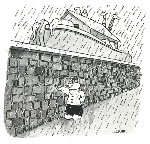 A boy with his finger in the dike prevents the Great Flood.