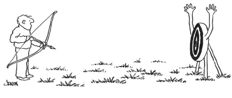 An archer's target surrenders.