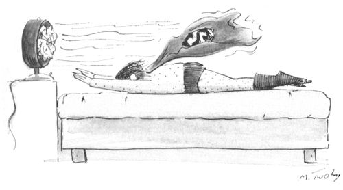 A man imagines flying as a superhero.
