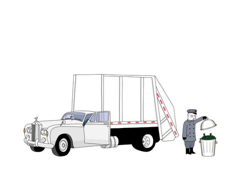 A chauffeur driven garbage truck.